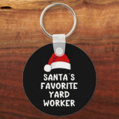 Christmas Santa's Favorite Yard Worker Funny Pajam キーホルダー (正面)