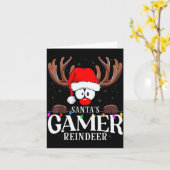 Christmas Santa's Gamer Reindeer Matching X-mas  カード (黄色い花)