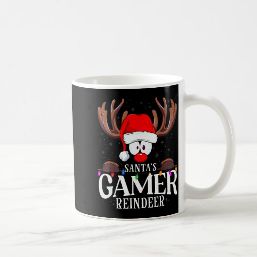 Christmas Santa's Gamer Reindeer Matching X-mas コーヒーマグカップ (右)