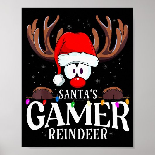 Christmas Santa's Gamer Reindeer Matching X-mas  ポスター (正面)