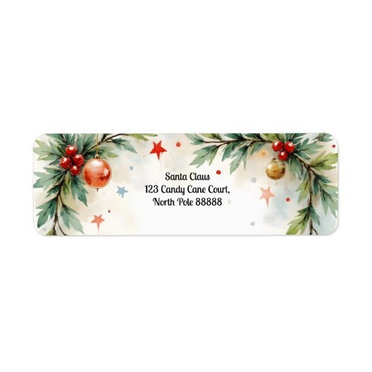 Christmas Santa's Return Address ラベル (正面)
