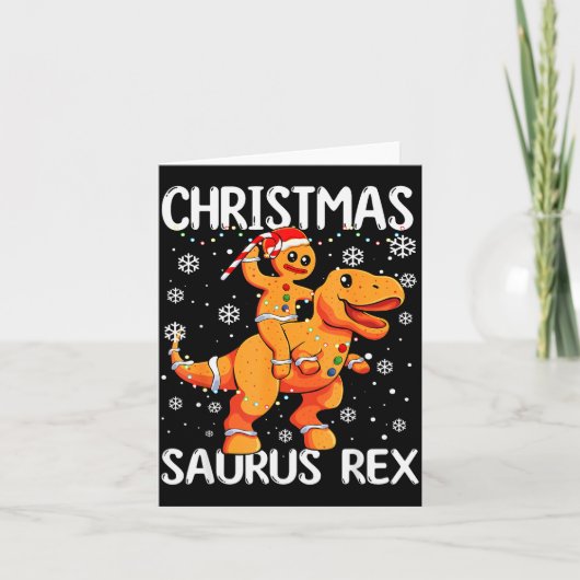 Christmas Saurus Rex Gingerbread Man Cookie Trex B カード (正面)