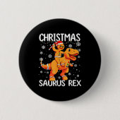 Christmas Saurus Rex Gingerbread Man Cookie Trex B 缶バッジ (正面)