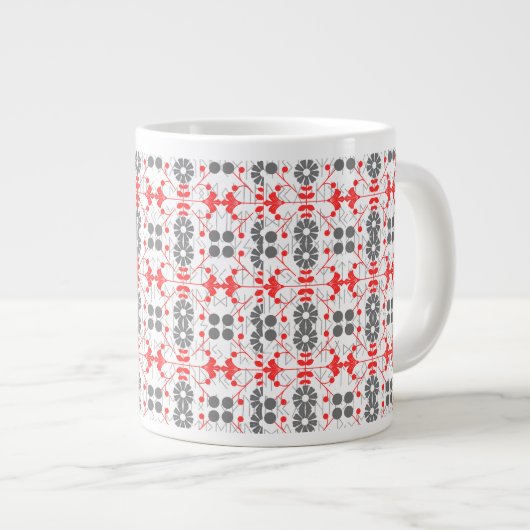 Christmas Scandinavian Folk Art Runic Pattern ジャンボコーヒーマグカップ (正面右)
