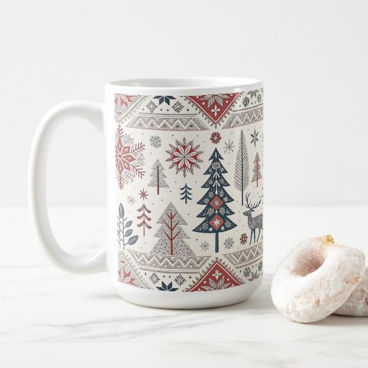 Christmas Scandinavian Geometric Minimalist コーヒーマグカップ (ドーナツ)