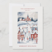 Christmas Scandinavian Style  Snowy Winter Village シーズンカード (正面)