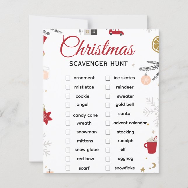 Christmas Scavenger Hunt Checklist Art (正面)