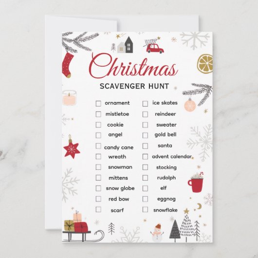 Christmas Scavenger Hunt Checklist Art シーズンカード (正面)