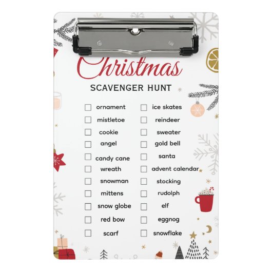 Christmas Scavenger Hunt Checklist Art ミニクリップボード (正面)