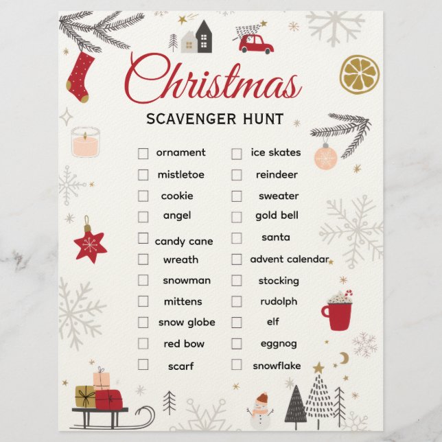 Christmas Scavenger Hunt Checklist Art レターヘッド (正面)