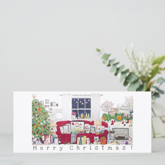 Christmas Scene at Home - Blank Card (スタンド正面)