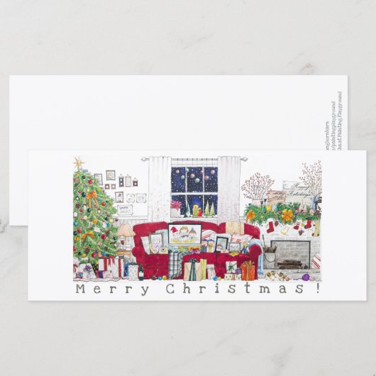 Christmas Scene at Home - Blank Card (正面/裏面)