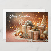 Christmas Scene with gifts and glittery シーズンカード (正面/裏面)