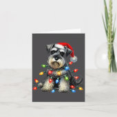 Christmas Schnauzer Dog Santa Hat Xmas Light Holid カード (正面)