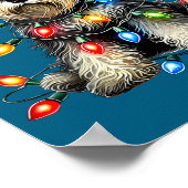 Christmas Schnauzer Dog Santa Hat Xmas Light Holid ポスター (角)