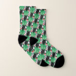 Christmas Schnauzers with Santa Hats and Antlers ソックス<br><div class="desc">Cute little Christmas Schnauzer dogs all over your feet will surely kick the day off to a good start!  Get out of bed and take that little schnauzer for a walk.</div>