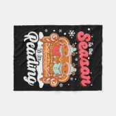 Christmas School Teacher Retro Librarian Groovy Xm フリースブランケット (正面(横))