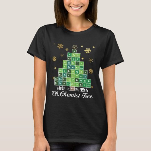 Christmas Science Chemist Tree Periodic Table Xmas Tシャツ (正面)
