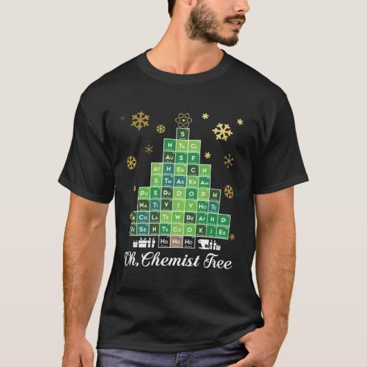 Christmas Science Chemist Tree Periodic Table Xmas Tシャツ (正面)