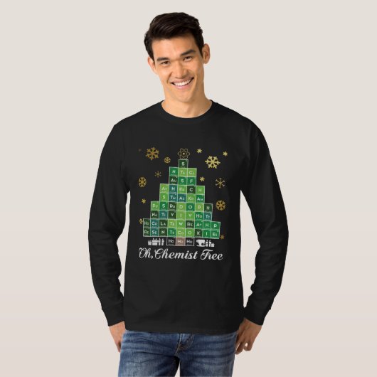 Christmas Science Chemist Tree Periodic Table Xmas Tシャツ (正面フル)