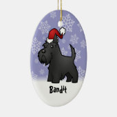Christmas Scotish Terrier （ペット名を追加） セラミックオーナメント (右)
