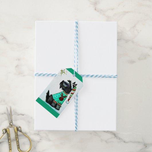 Christmas Scottie ギフトタグ (より糸付き)