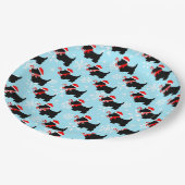 Christmas Scottie Dogs Pattern ペーパープレート (アングル)