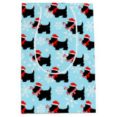 Christmas Scottie Dogs Pattern ミディアムペーパーバッグ (正面)