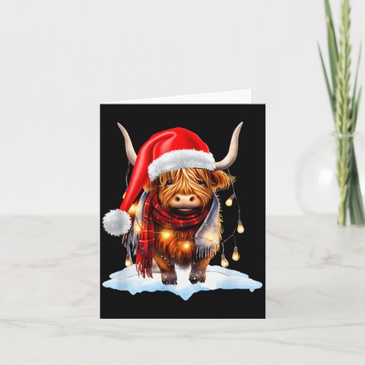 Christmas Scottish Highland Cow Wrapped In Christm カード (正面)