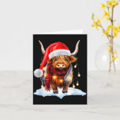Christmas Scottish Highland Cow Wrapped In Christm カード (黄色い花)