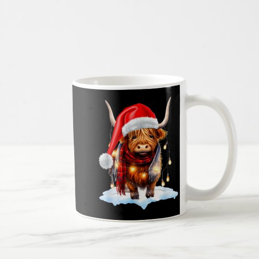 Christmas Scottish Highland Cow Wrapped In Christm コーヒーマグカップ (右)