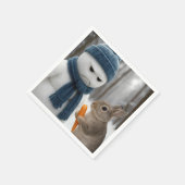 Christmas Scowling Snowman With a Bunny スタンダードカクテルナプキン (角)