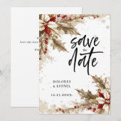 Christmas Script Wedding Save the date セーブザデート (正面/裏面)