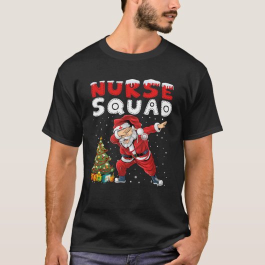 Christmas Scrub Women Dabbing Santa Scrubs Nurse S Tシャツ (正面)