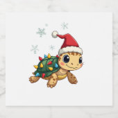 Christmas Sea Turtle Santa Xmas Men Women Boys Gir スパークリングワインラベル (シングルラベル)
