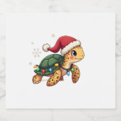Christmas Sea Turtle Santa Xmas Men Women Boys Gir スパークリングワインラベル (シングルラベル)