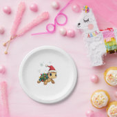 Christmas Sea Turtle Santa Xmas Men Women Boys Gir ペーパープレート (パーティー)