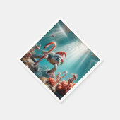 Christmas Sea Turtle With Candy Canes スタンダードカクテルナプキン (角)