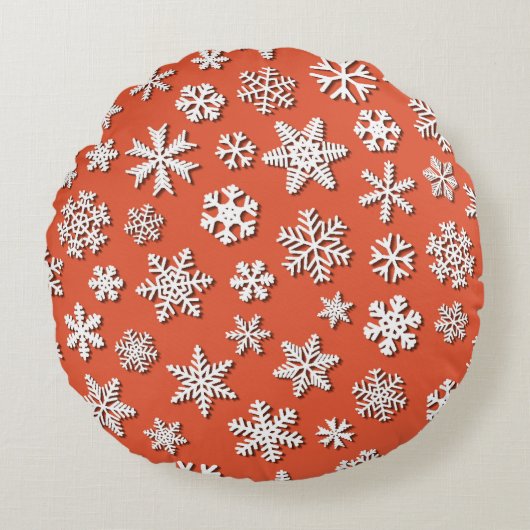 Christmas seamless pattern of snowflakes with shad ラウンドクッション (正面)