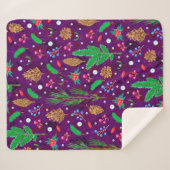 Christmas seamless pattern with pine cones, fir br シェルパブランケット (正面(横))