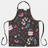 Christmas seamless pattern with tree,  snow,  gift エプロン (正面)