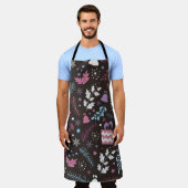 Christmas seamless pattern with tree,  snow,  gift エプロン (着用した状態)