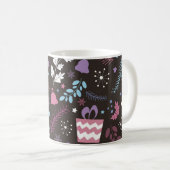 Christmas seamless pattern with tree, snow, gift コーヒーマグカップ (正面右)