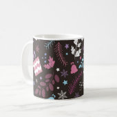 Christmas seamless pattern with tree, snow, gift コーヒーマグカップ (正面左)