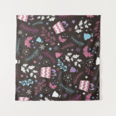 Christmas seamless pattern with tree, snow, gift タペストリー (正面(横))