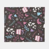 Christmas seamless pattern with tree,  snow,  gift フリースブランケット (正面(横))