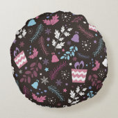 Christmas seamless pattern with tree,  snow,  gift ラウンドクッション (裏面)