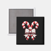 Christmas Season Cute Candy Cane Retro Coquette Bo マグネット (正面/裏面)