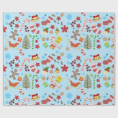 Christmas Seasonal Icons Wrapping Paper - Blue ラッピングペーパー (フラット)