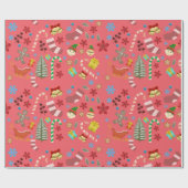 Christmas Seasonal Icons Wrapping Paper - Red ラッピングペーパー (フラット)